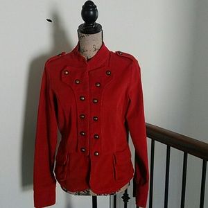 Women Orange Corduroy Military Jacket